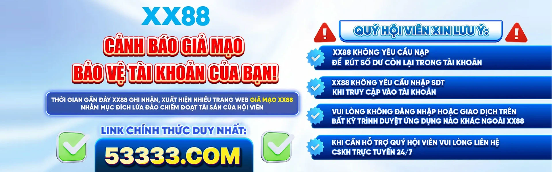 xx88 cảnh báo
